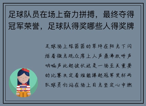足球队员在场上奋力拼搏，最终夺得冠军荣誉，足球队得奖哪些人得奖牌